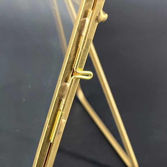 Hexagon Brass Hinged Double Glass Pressed Flower Stand Up Picture Frame 6 X 8 - Picture 7 of 13